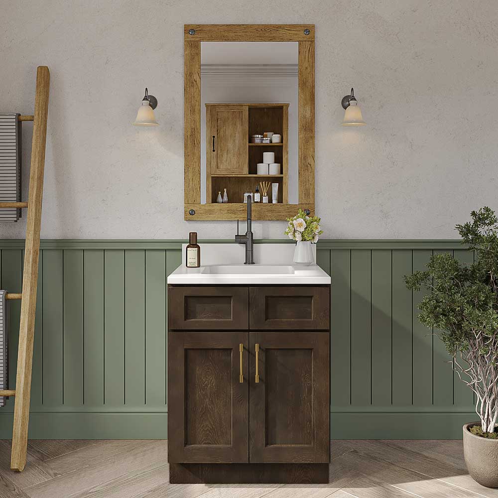Florence Slate Shaker Double Door Vanity Cabinet - 27"W x 34-1/2"H