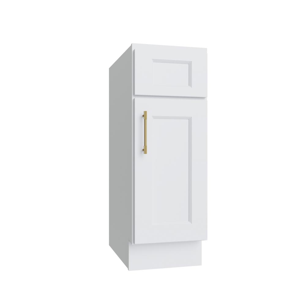 Florence White Shaker Single Door Base Vanity Cabinet - 12"W x 34-1/2"H