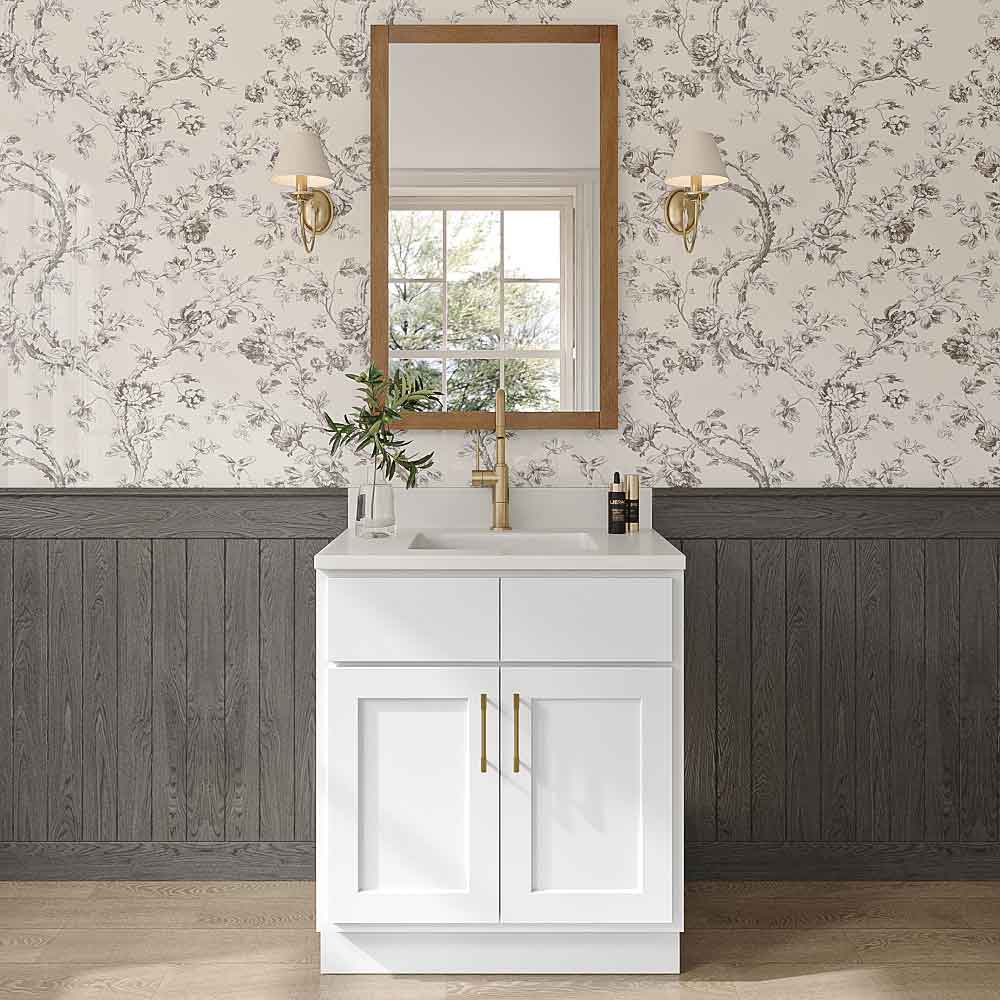 Primary White Shaker Double Door Vanity - 30" W x 34.5" H x 21"
