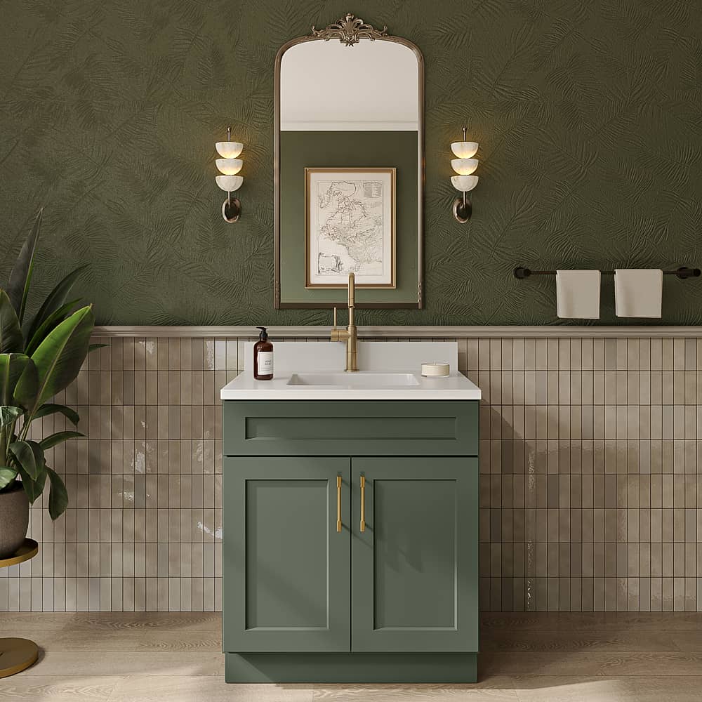 Steel Green Shaker Double Door Vanity Sink Base - 30"