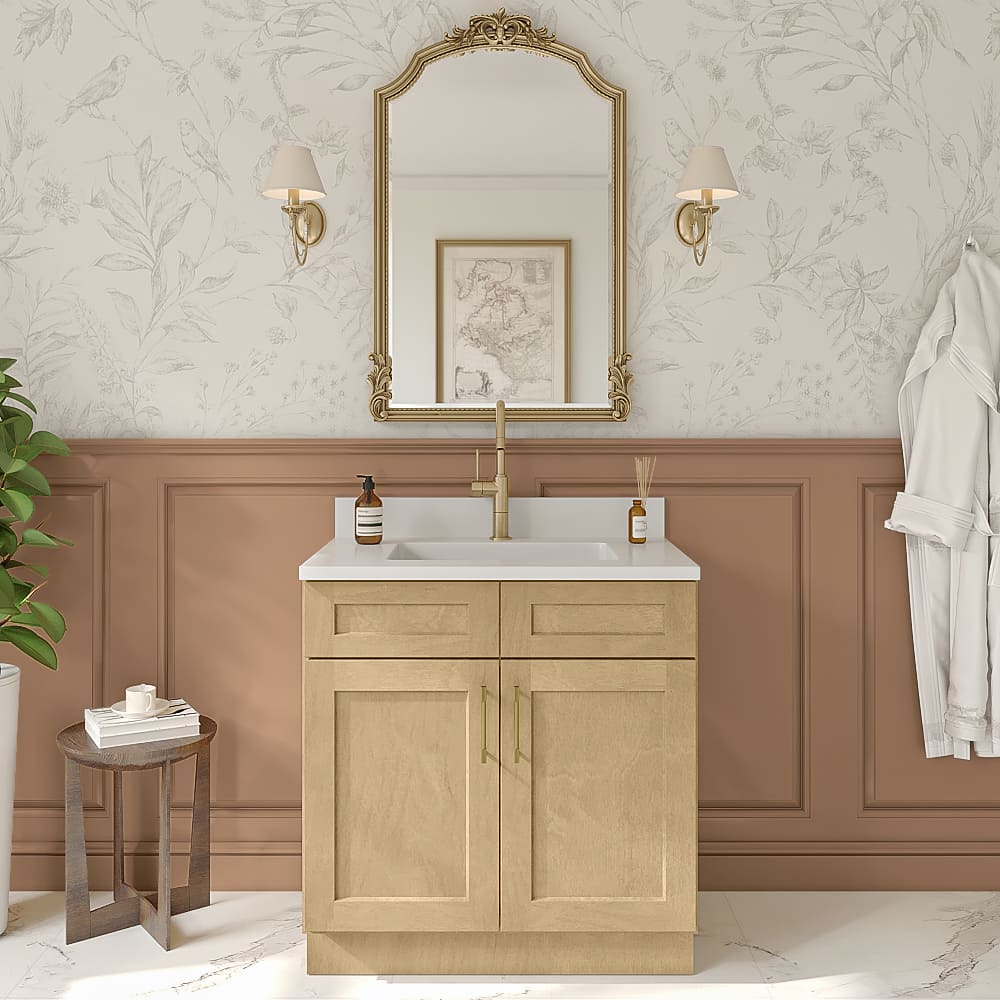 Natural Shaker Vanity Sink Base Cabinet - 33"W X 21"D X 34-1/2"H