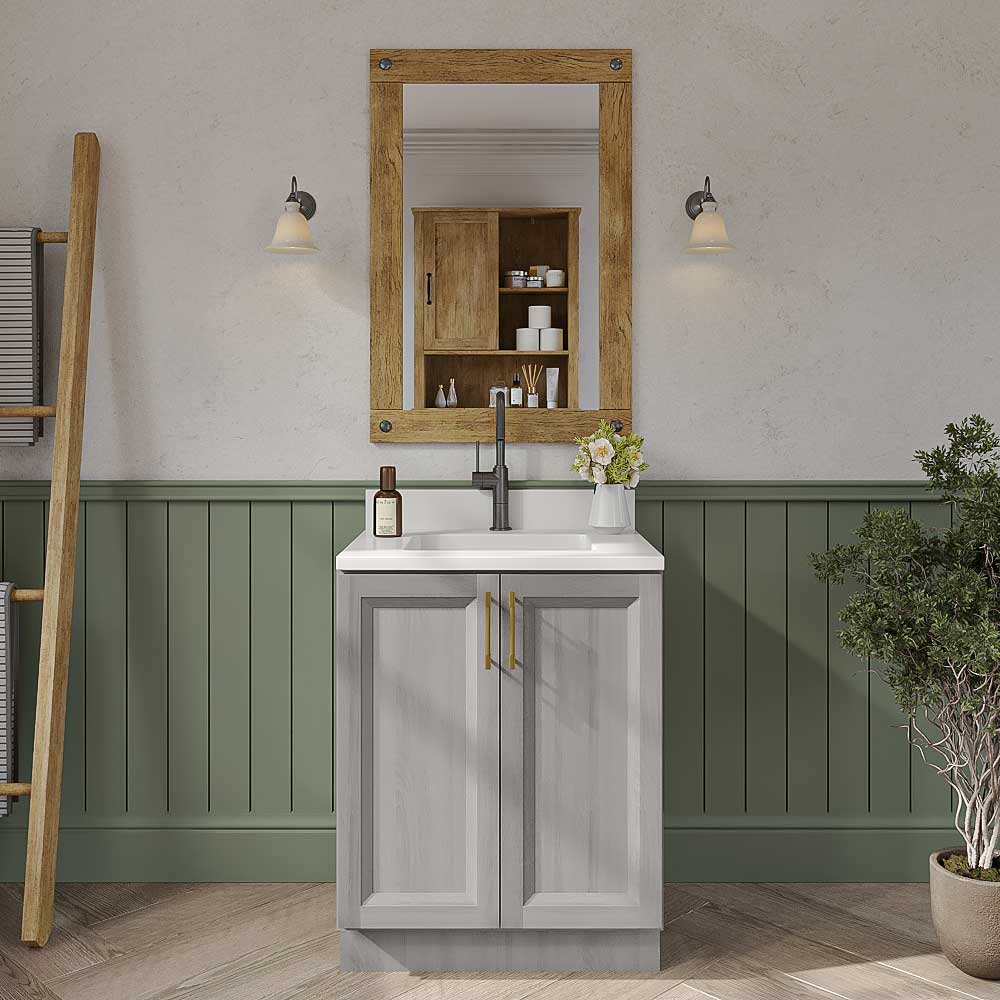 Timber Mist Vanity Full Height Door Sink Base Cabinet - 27"W x 34-1/2"H x 21"D