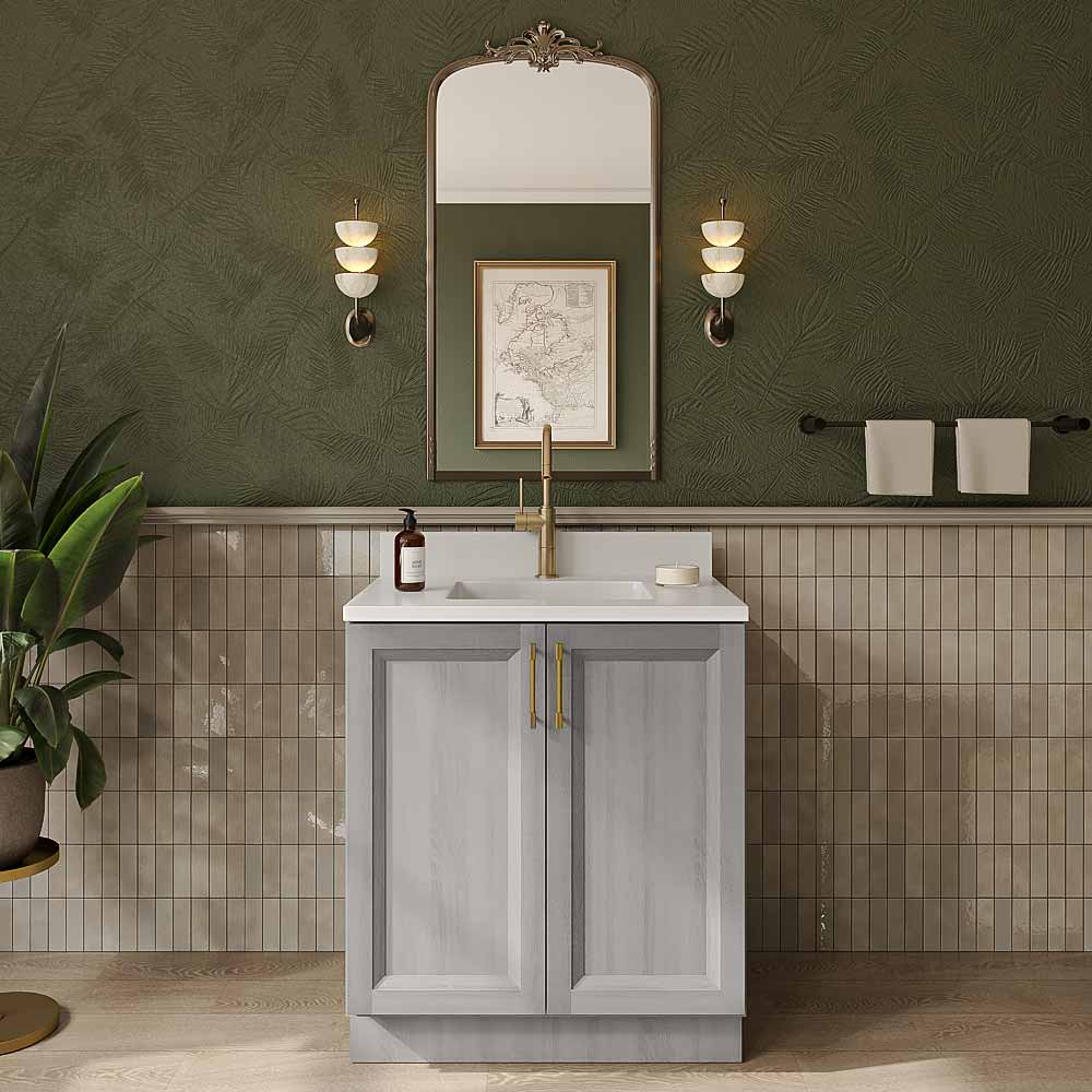 Timber Mist Vanity Full Height Door Sink Base Cabinet - 30"W x 34-1/2"H x 21"D