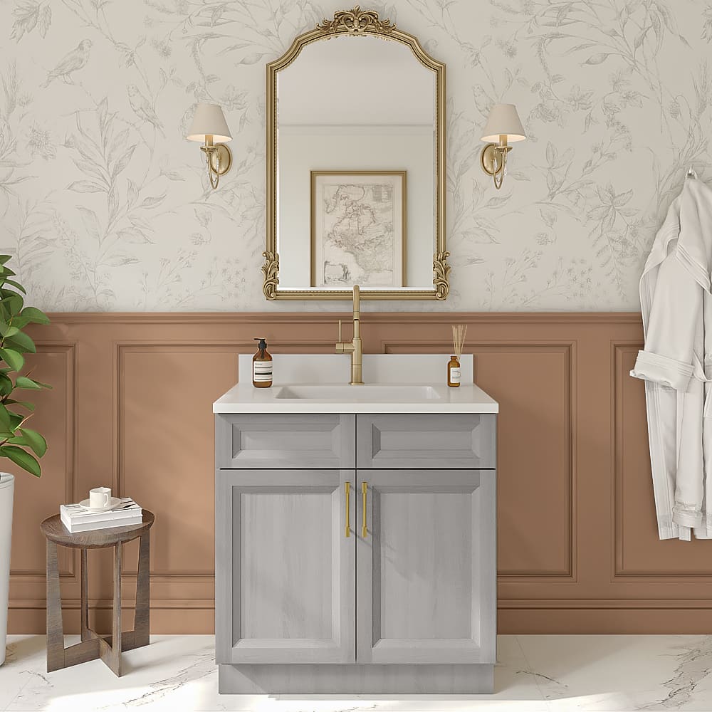Timber Mist Vanity Sink Base Cabinet - 33"W X 21"D X 34-1/2"H
