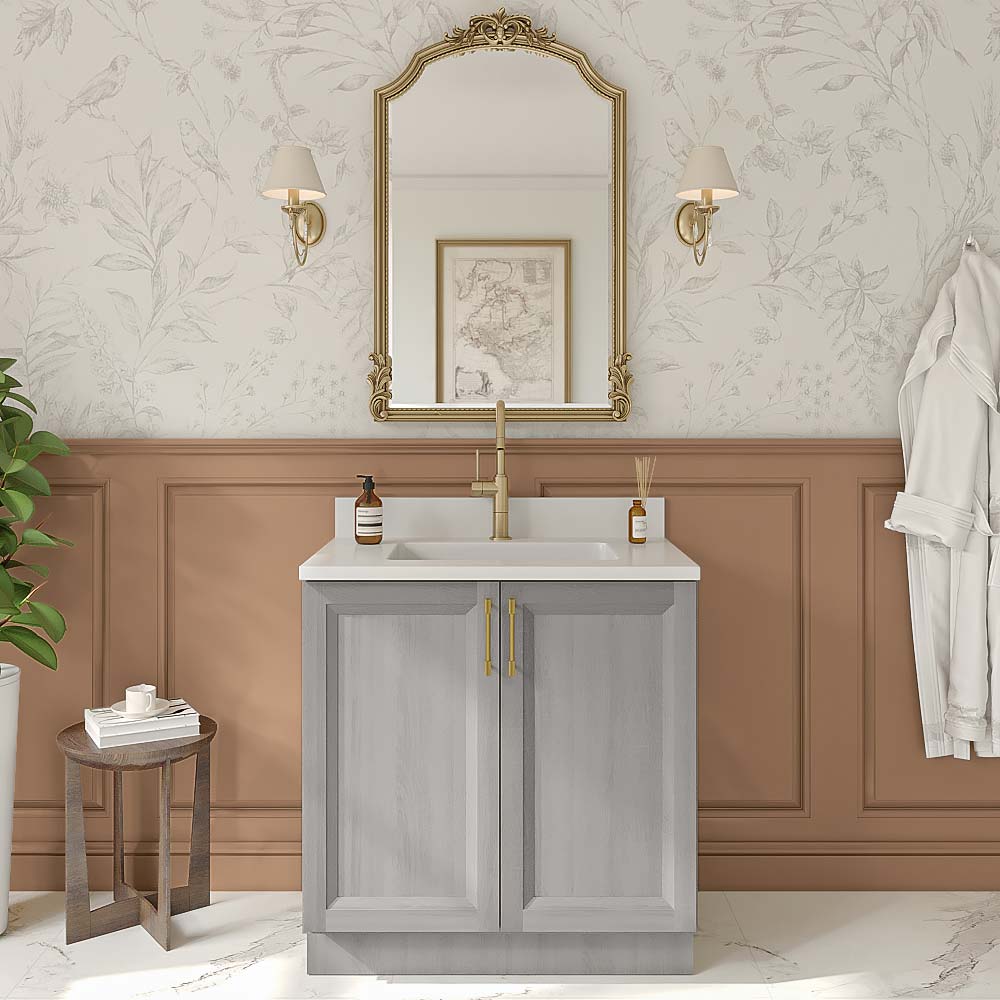 Timber Mist Vanity Full Height Door Sink Base Cabinet - 33"W x 34-1/2"H x 21"D