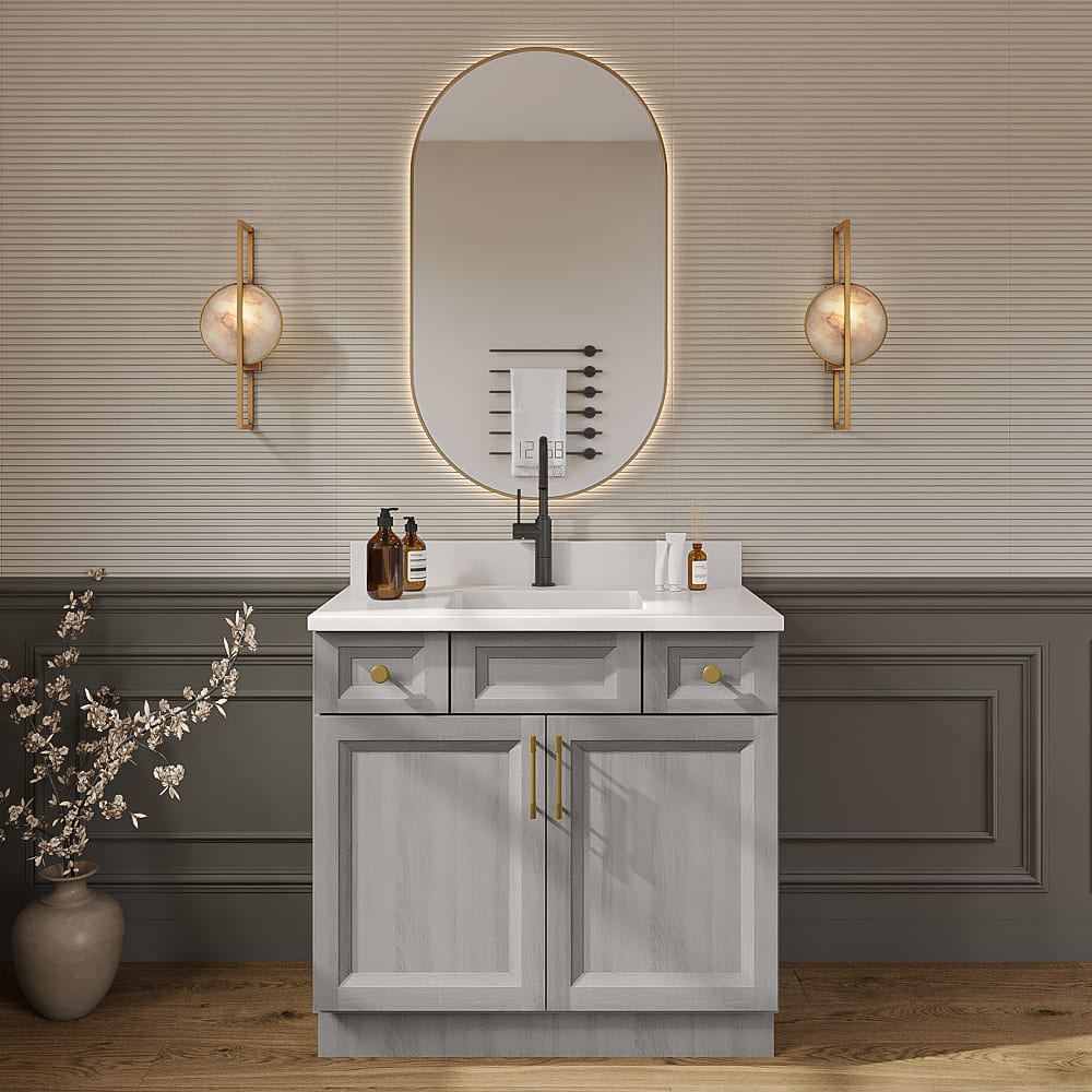 Timber Mist Vanity Sink Combo Base Cabinet - 36"W X 21"D X 34-1/2"H