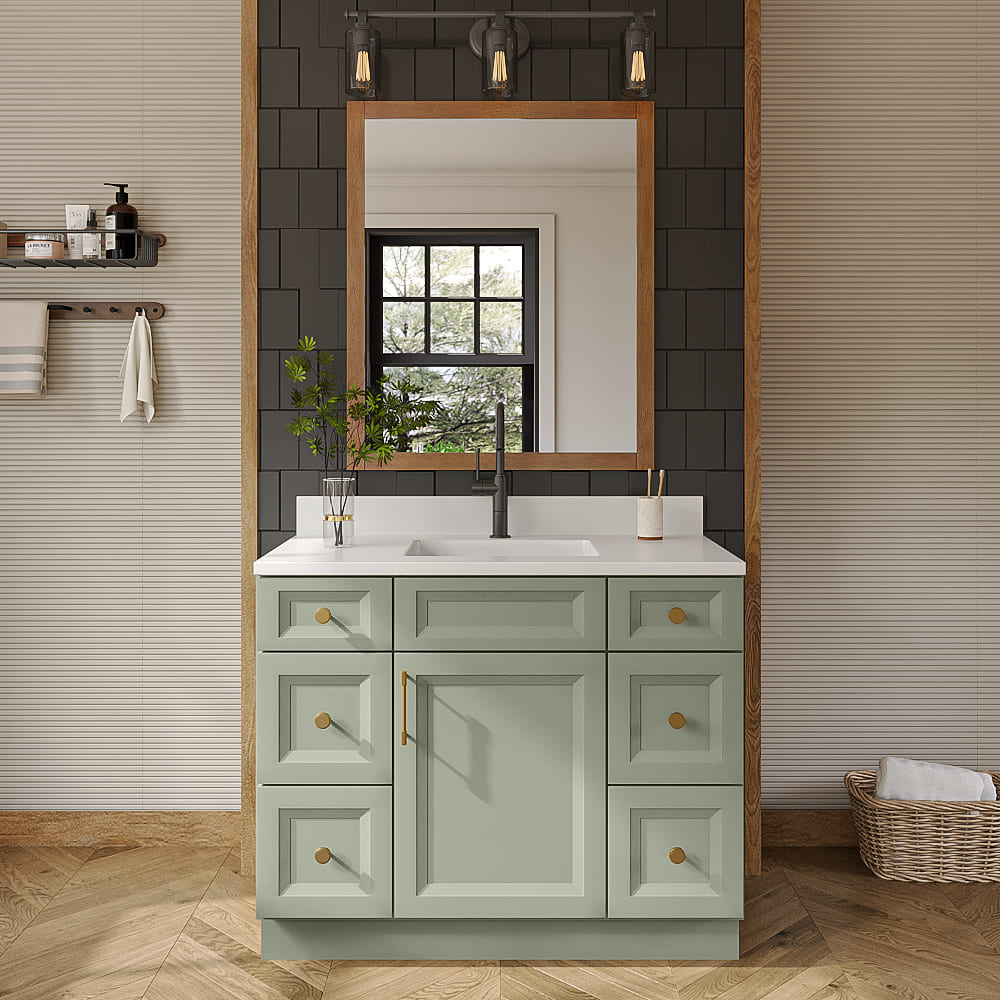 Timber Green Vanity Double Drawer Combo Base Cabinet - 42"W x 34-1/2"H x 21"D