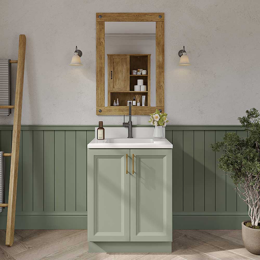Timber Green Vanity Full Height Door Sink Base Cabinet - 27"W x 34-1/2"H x 21"D