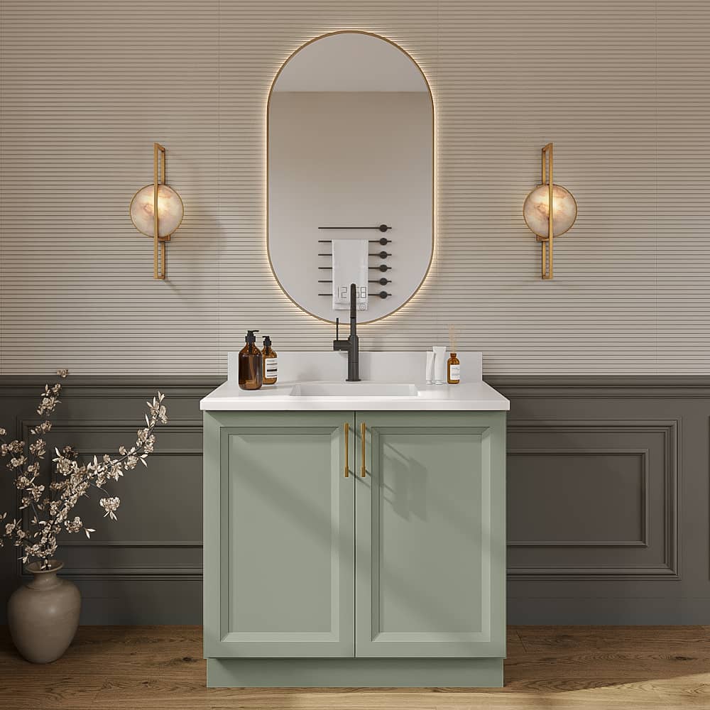 Timber Green Vanity Full Height Door Sink Base Cabinet - 36"W x 34-1/2"H x 21"D
