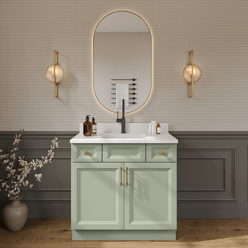 Timber Green Vanity Sink Combo Base Cabinet - 36"W X 21"D X 34-1/2"H