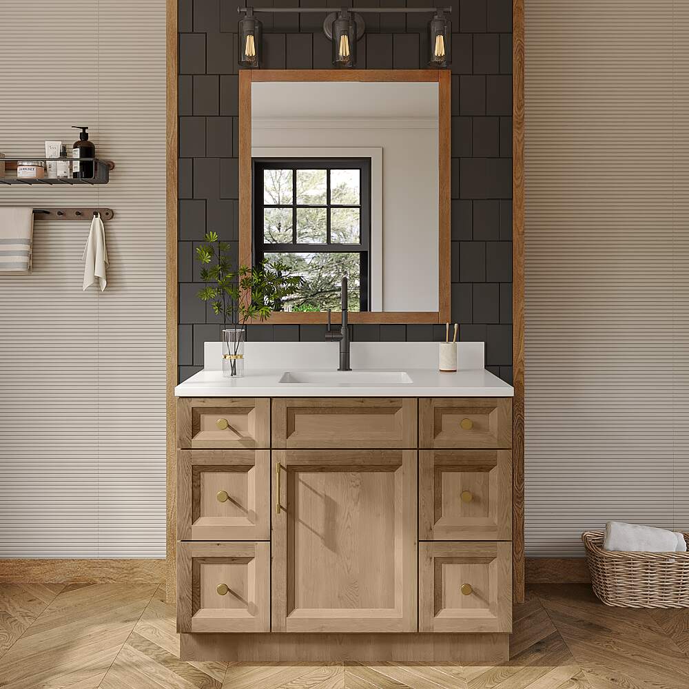 Timber Toffee Vanity Double Drawer Combo Base Cabinet - 42"W x 34-1/2"H x 21"D
