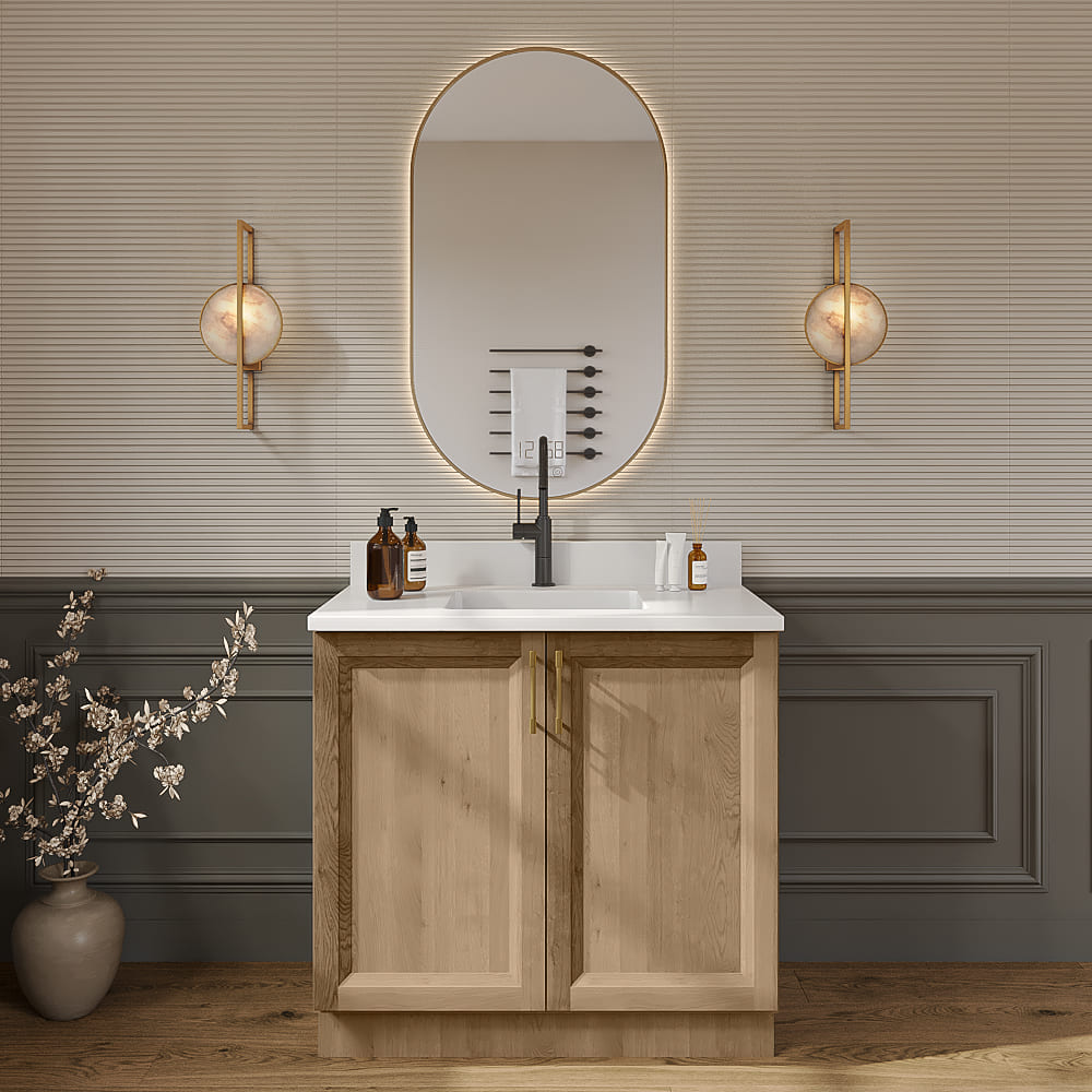 Timber Toffee Vanity Full Height Door Sink Base Cabinet - 36"W x 34-1/2"H x 21"D
