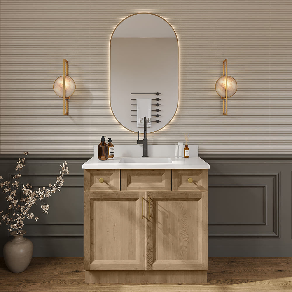 Timber Toffee Vanity Sink Combo Base Cabinet - 36"W X 21"D X 34-1/2"H