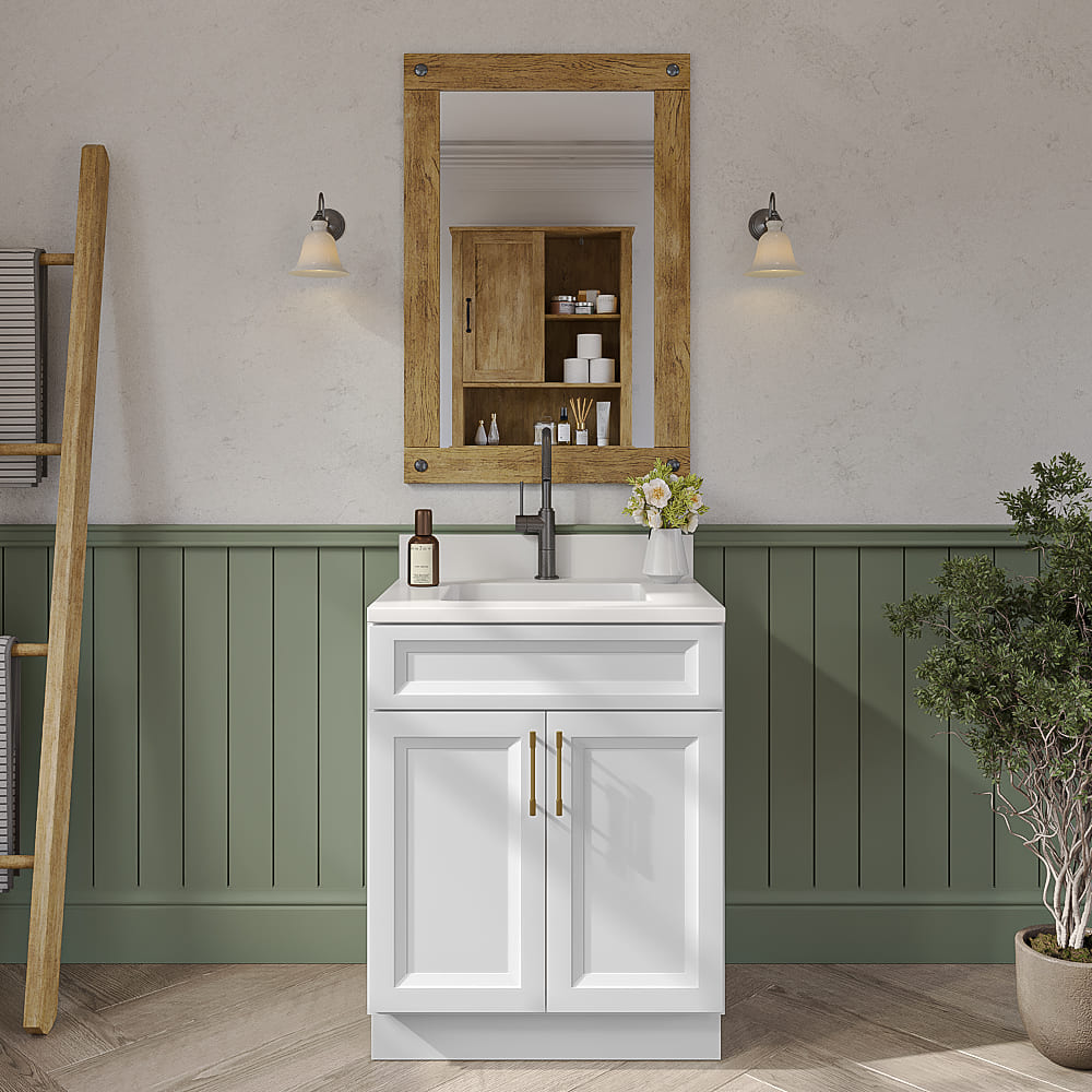 Timber White Vanity Sink Base Cabinet - 27"W X 21"D X 34-1/2"H