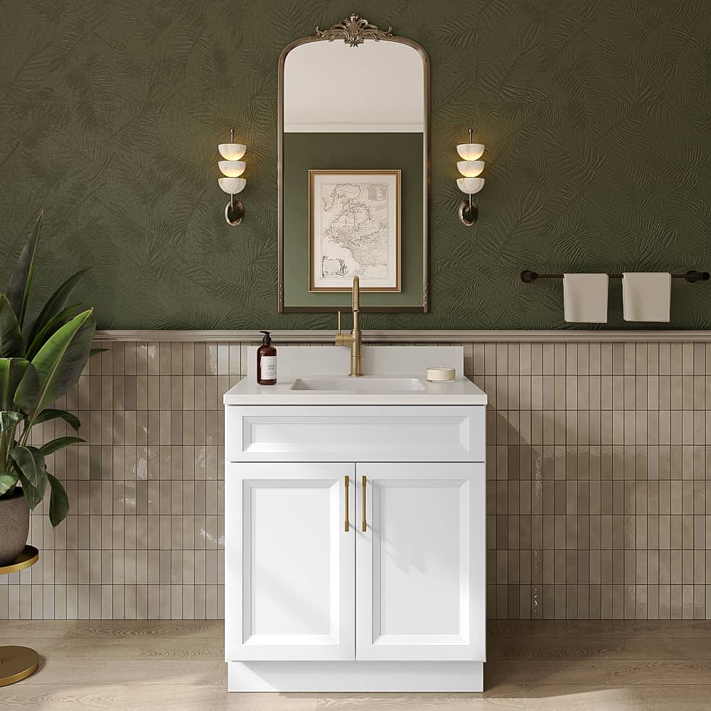 Timber White Double Door Vanity Sink Base - 30"