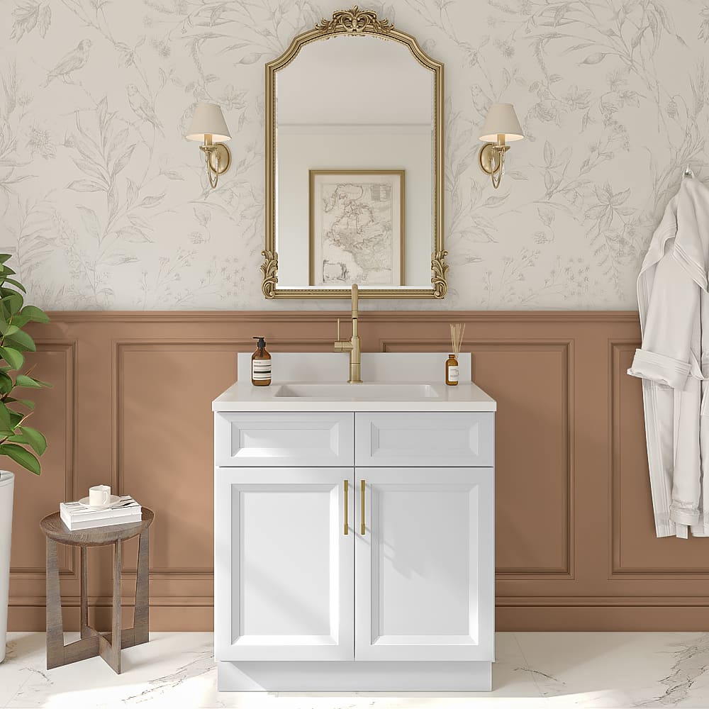 Timber White Vanity Sink Base Cabinet - 33"W X 21"D X 34-1/2"H
