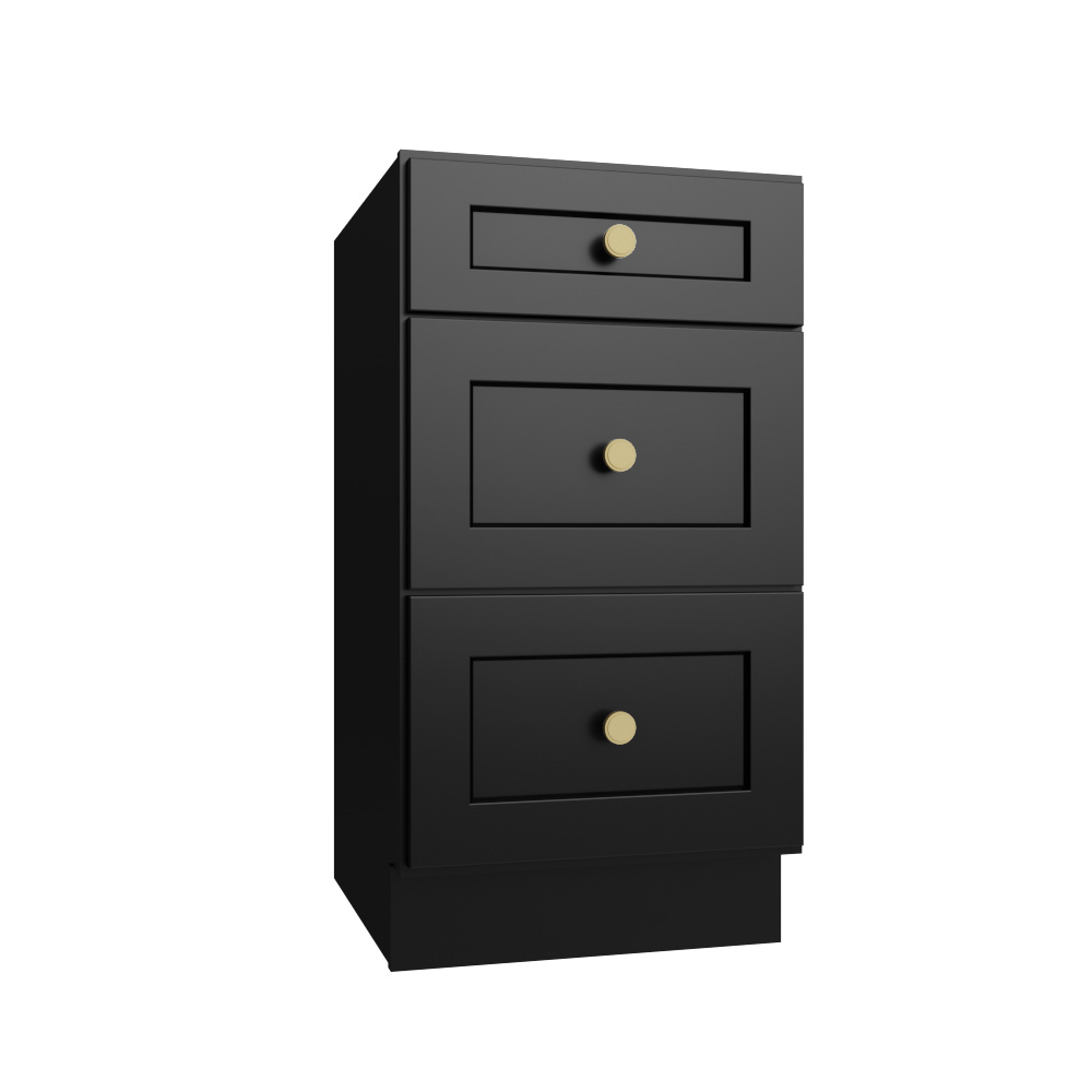 Black Shaker Vanity Drawer Base Cabinet - 18"W