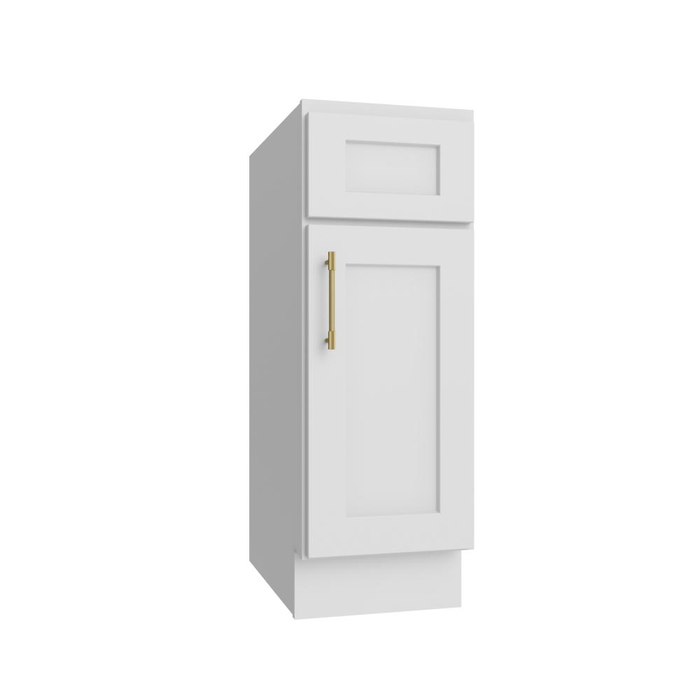 Weston White Shaker Single Door Base Vanity Cabinet - 12"W x 34-1/2"H
