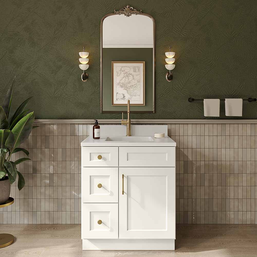Artisan Shaker Vanity Sink Base  - 30"W X 21"D X 34-1/2"H (Left)