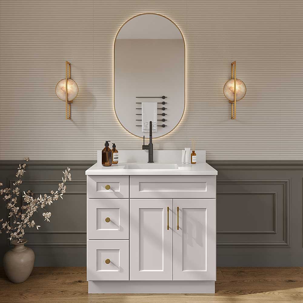 Gunnison Shaker Vanity Sink Base  - 36"W X 21"D X 34-1/2"H (Left)