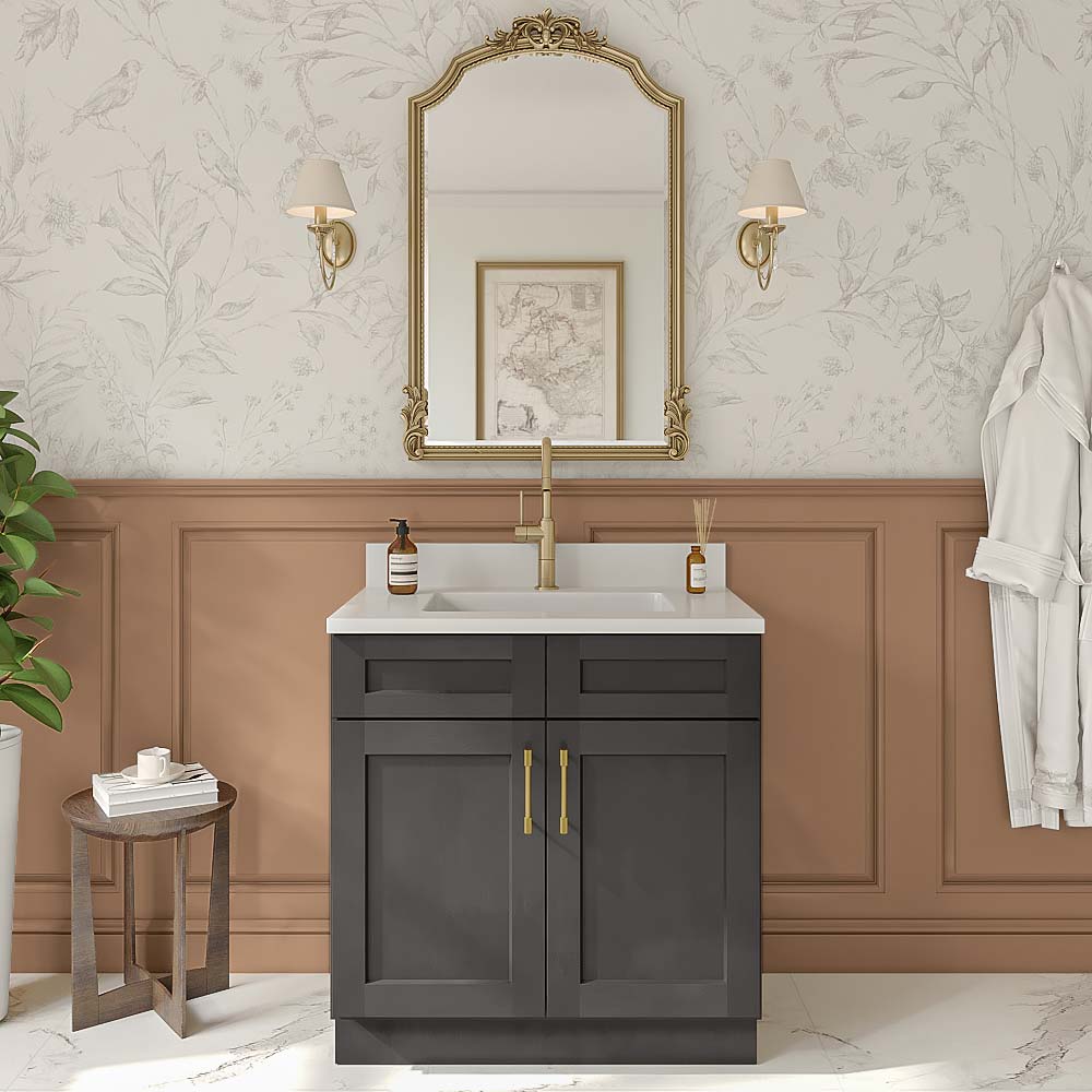 Cinder Shaker Vanity Sink Base Cabinet - 36"W X 21"D X 34-1/2"H