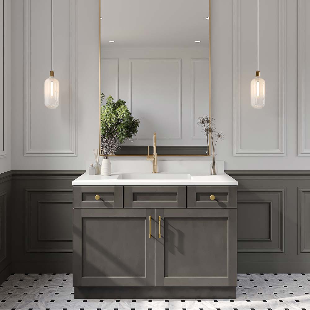 Cinder Shaker Vanity Sink Combo Base Cabinet - 48"W X 21"D X 34-1/2"H