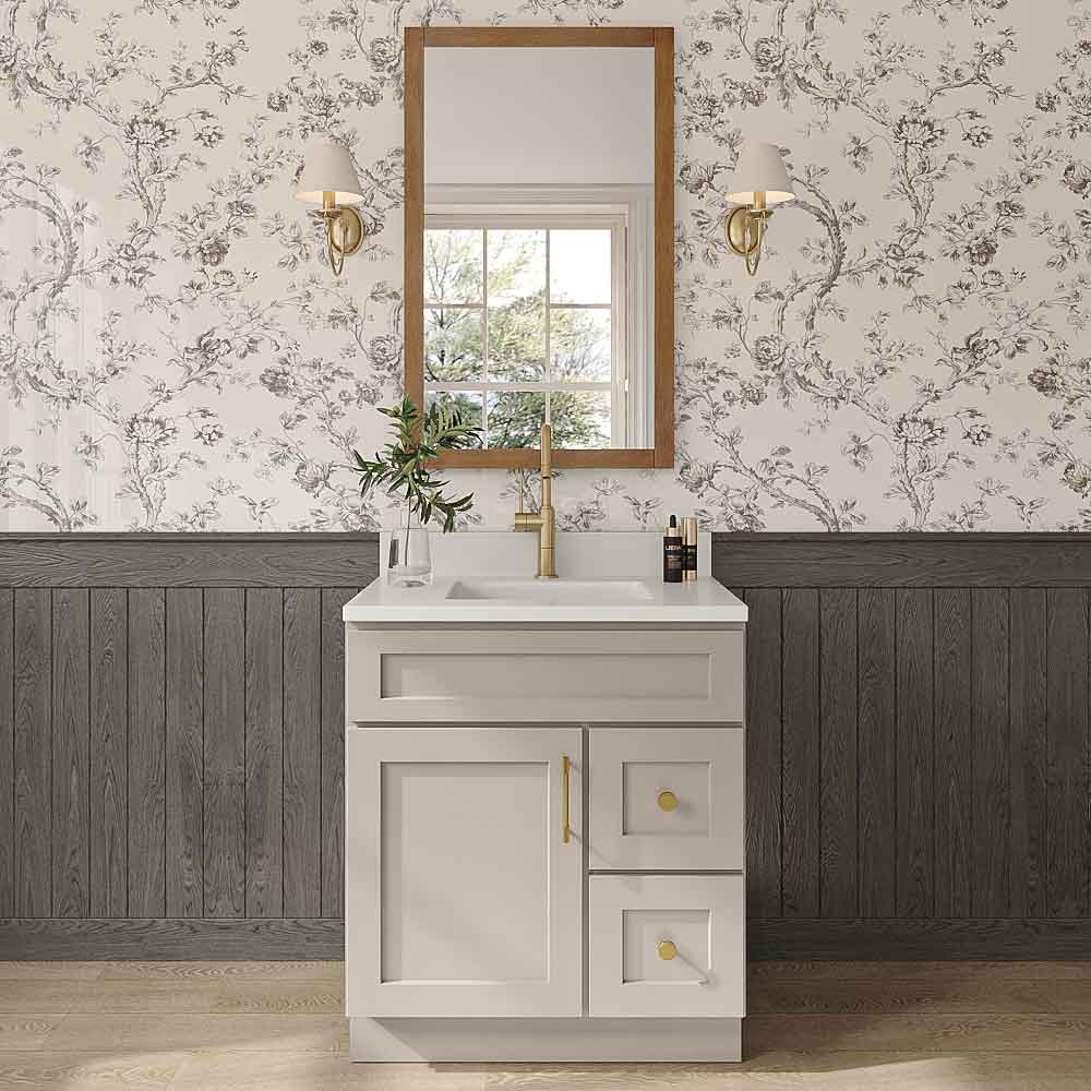 Weston Sand Shaker Single Door Vanity Combo Cabinet With Right Drawer - 30"W x 34-1/2"H