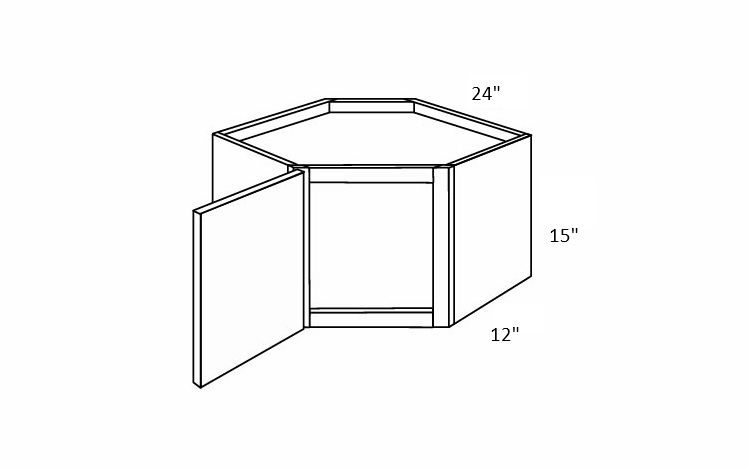 Newtown Shaker Single Door Diagonal Wall Cabinet 24"W x 15"H