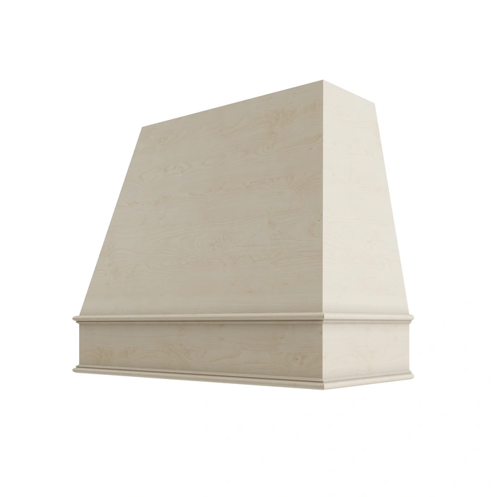 Wood Wall Mount Range Hood with Classic Trim – Tapered Style