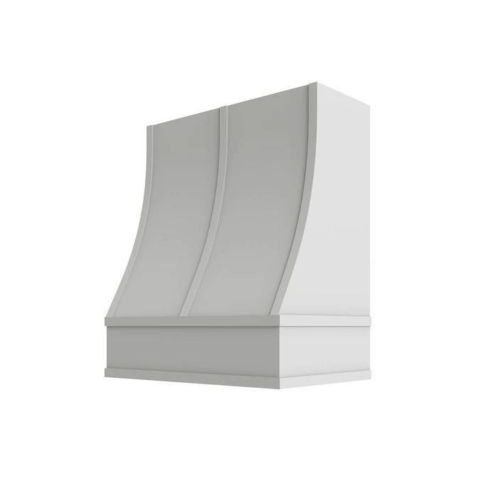 Weston White Sloped Hood with Strapping Flat Trim - 30" W