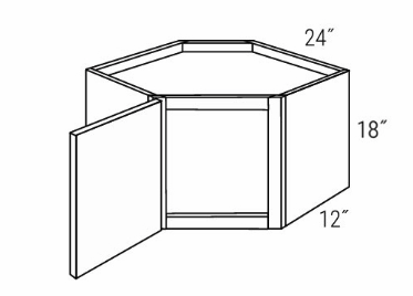Newtown Shaker Single Door Diagonal Wall Cabinet 24"W x 18"H (Left Hinge)