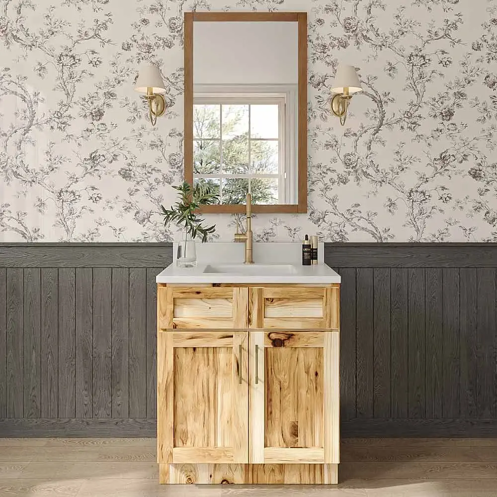 Shaker Hickory Double Door Vanity - 30" W x 34.5" H x 21" D