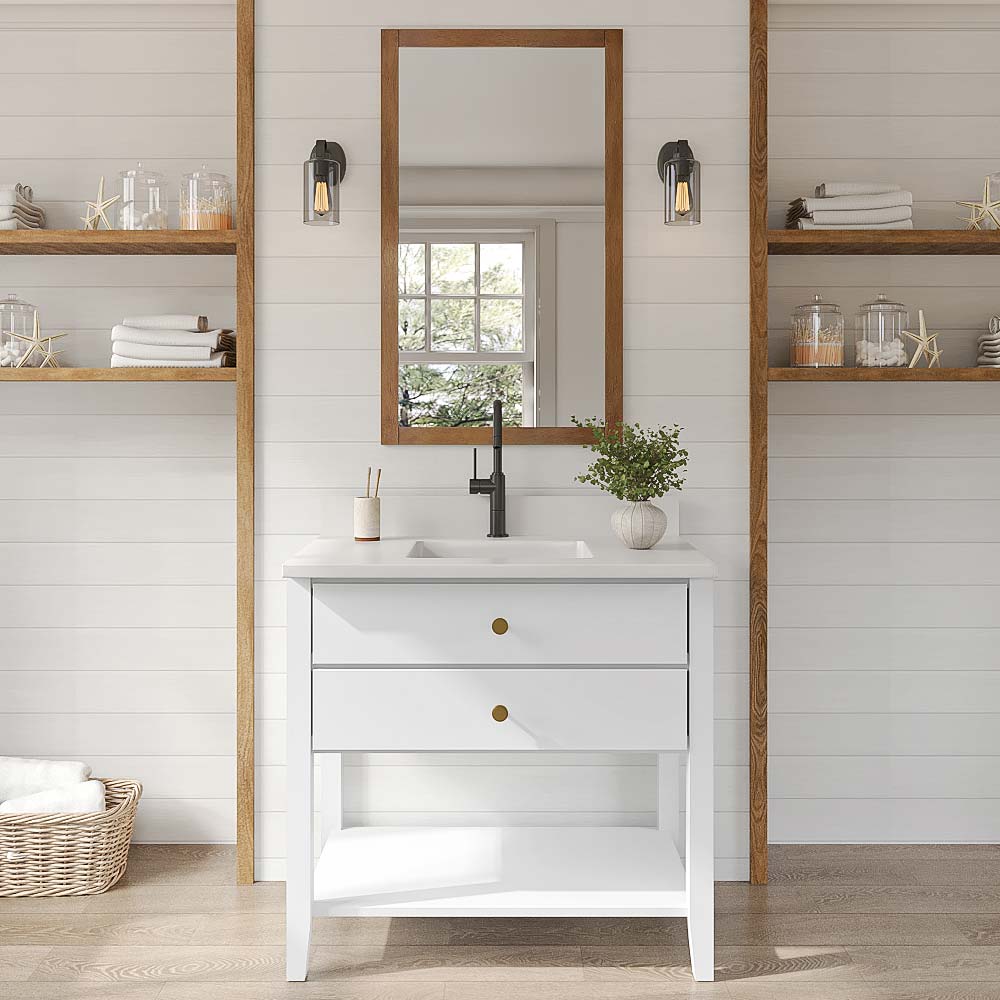 Easton White Slab Bathroom Vanities Kitchen Cabinet Door
