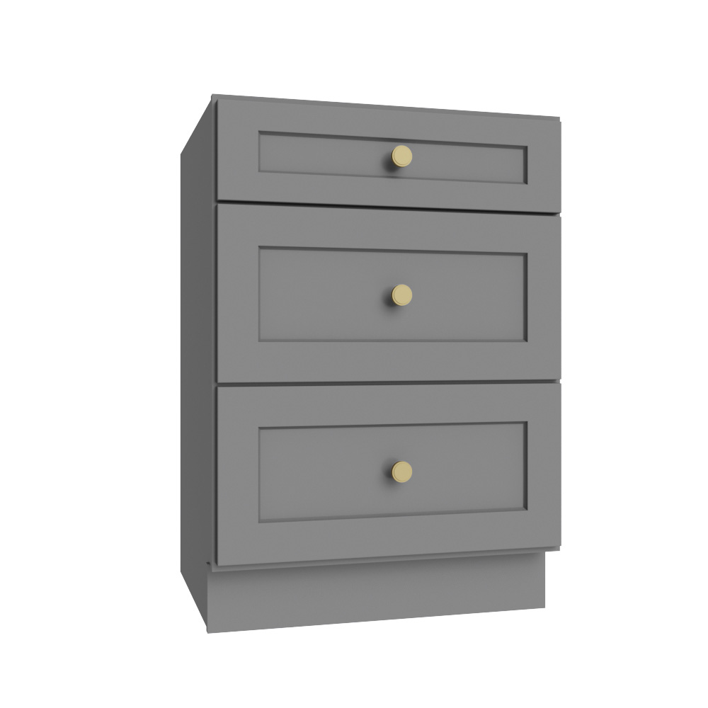 Stone Grey Shaker Vanity Drawer Base - 24"W x 21"D x 34-1/2"H