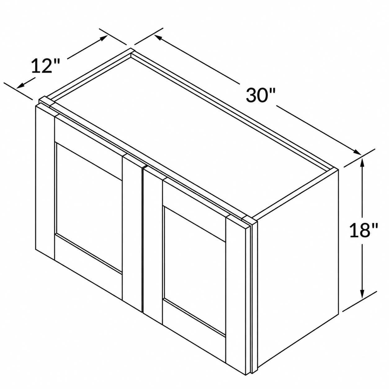 Dove White Double Door Wall Cabinet - 30"W x 18"H