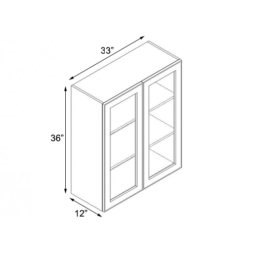 Dove White Double Door Wall Open Face Cabinet - 33"W x 36"H