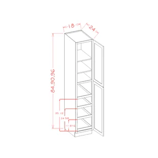 Artisan Shaker Four Rollout Shelf Pantry Cabinet - 18"W x 90"H x 24"D