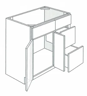 Newtown Shaker Double-Door Vanity w/ 2x Right Drawers - 36"W