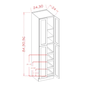 Cinder Shaker Wall Pantry w/ 4 Rollout Shelves - 30"W X 84"H X 24"D