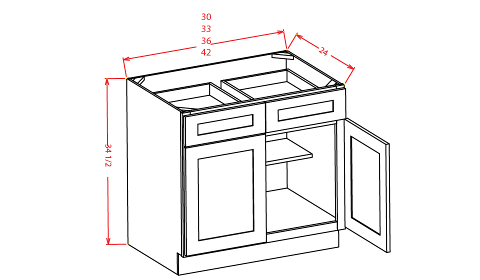 Timber Sand Double Door Base Cabinet - 42"W