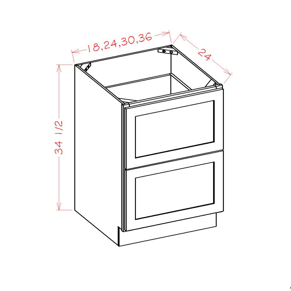 Timber Sand Two Drawer Base Cabinet - 24"W