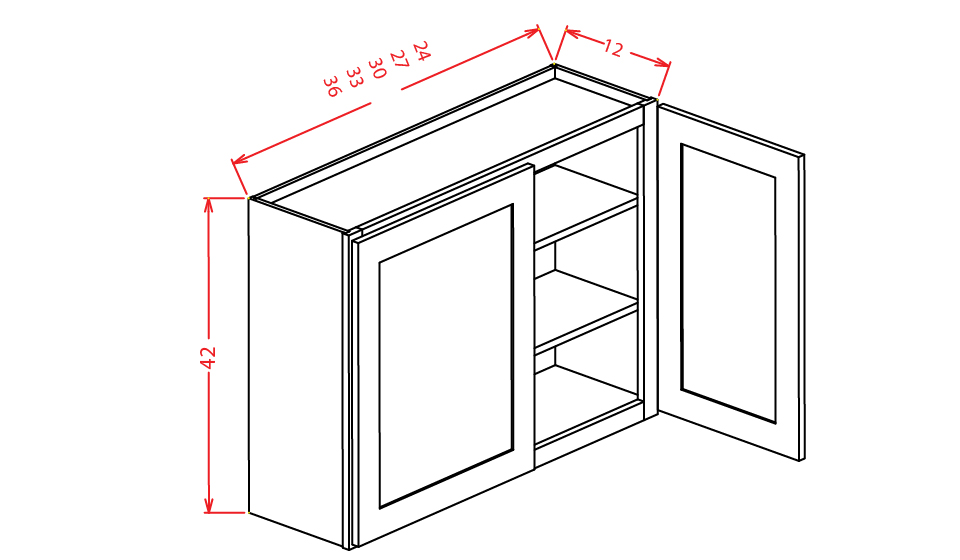 Timber Sand Wall Cabinet - 36"W X 42"H X 12"D