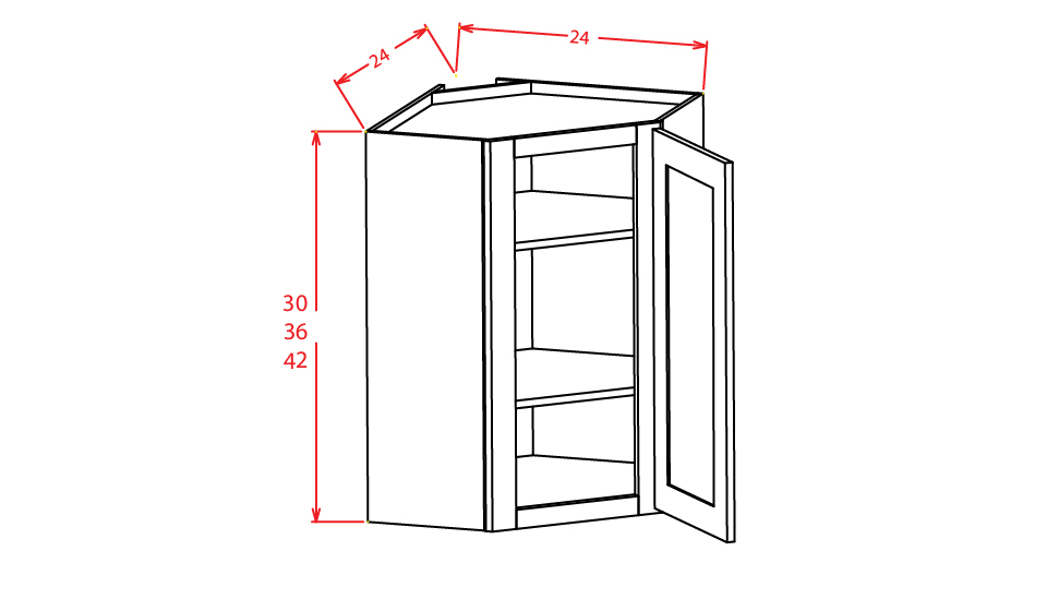 Timber Sand Wall Diagonal Corner Cabinet - 24"W X 36"H X 12"D