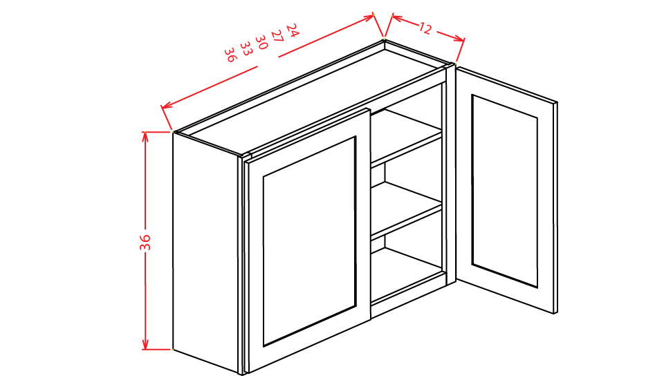 Timber Sand Wall Cabinet - 30"W X 36"H X 12"D