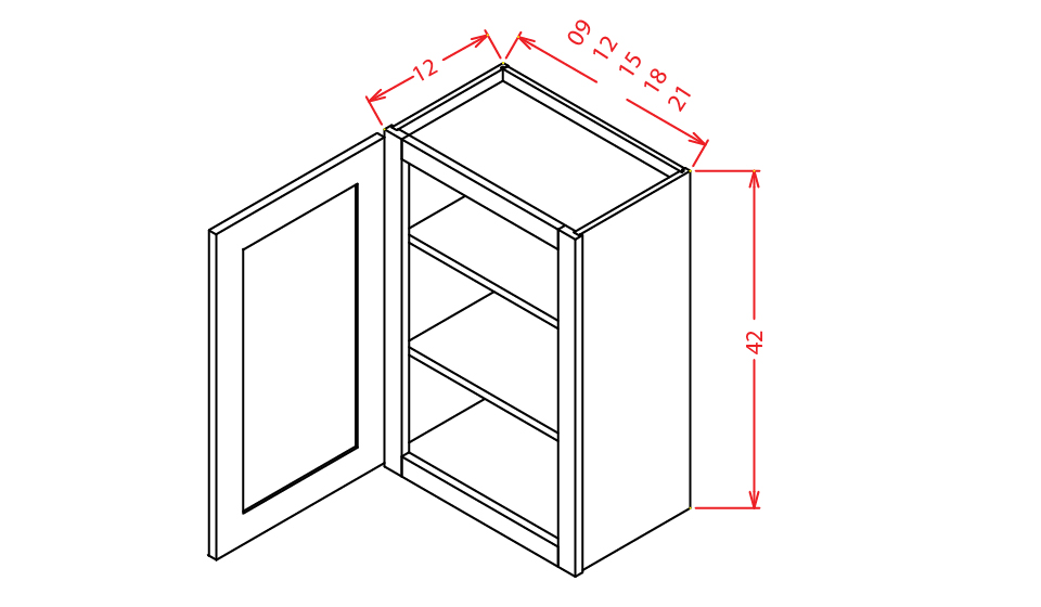Timber Sand Wall Cabinet - 15"W X 42"H X 12"D