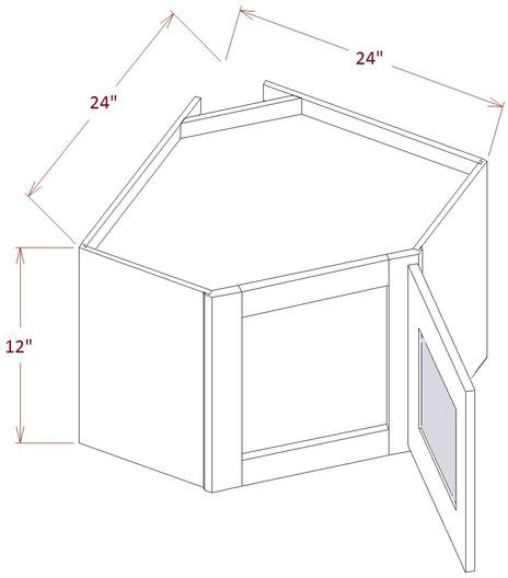 Timber Sand Wall Diagonal Glass Door Corner Cabinet- 24"W X 12"H X 12"D