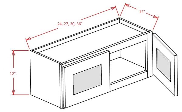 Timber Sand Wall Glass Door Cabinet- 33"W X 12"H X 12"D
