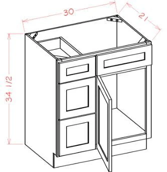 Timber Sand Vanity Sink Base - 30"W X 21"D X 34-1/2"H (Left)