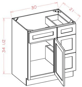 Timber Sand Vanity Sink Base - 30"W X 21"D X 34-1/2"H (Right)