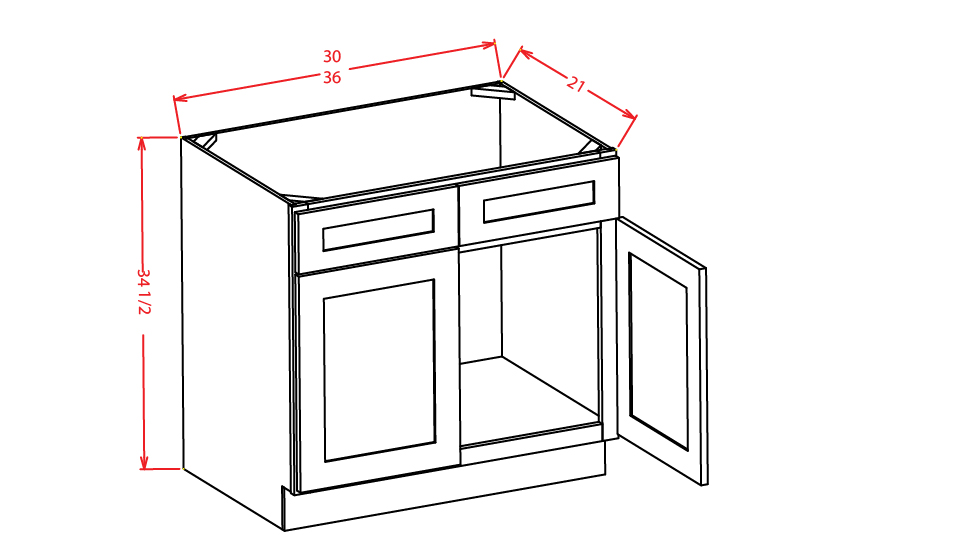 Timber Sand Vanity Sink Base Cabinet - 36"W X 21"D X 34-1/2"H